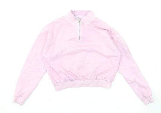 New Look Girls Pink Cotton Pullover Sweatshirt Size 12-13 Years Zip