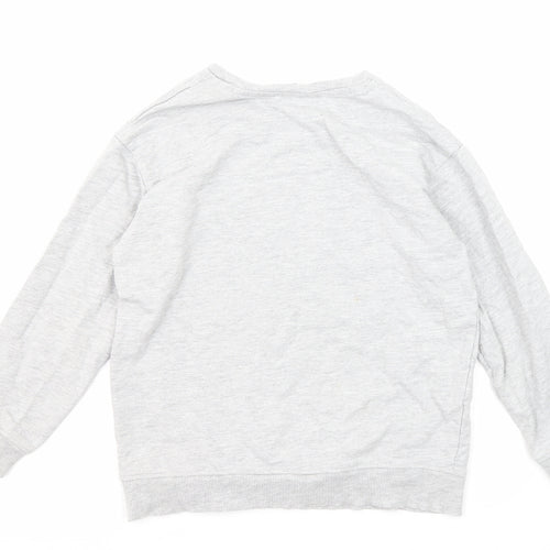 Mango Girls Grey Cotton Pullover Sweatshirt Size 10 Years Pullover - Good News