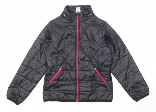 Nike Girls Black Quilted Jacket Size 12-13 Years Zip