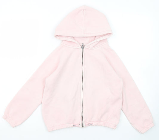 Zara Girls Pink Cotton Full Zip Hoodie Size 8 Years Zip