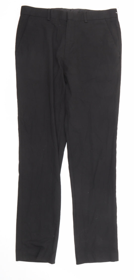 ASOS Mens Black Polyester Dress Pants Trousers Size 30 in L32 in Regular Zip