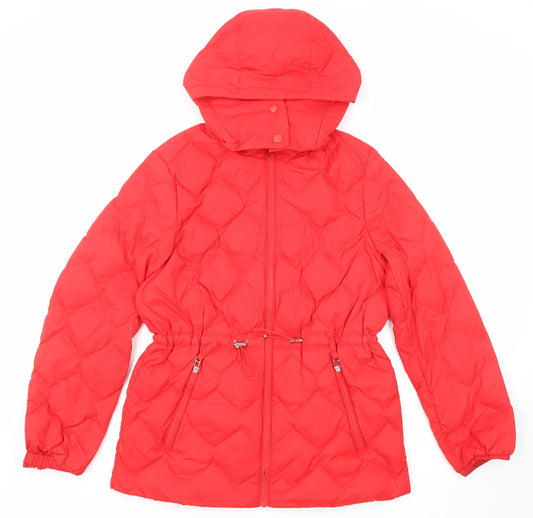Marks and Spencer Womens Red Quilted Jacket Size 10 Zip