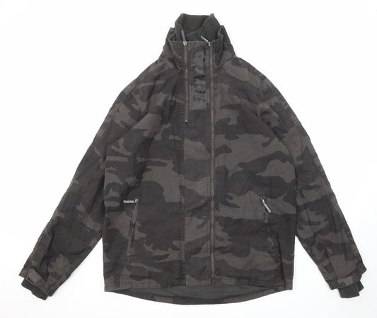 Bench Mens Grey Camouflage Jacket Size M Zip