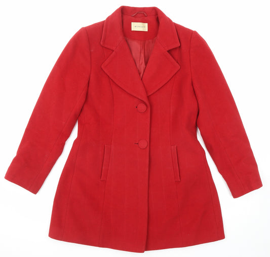 Minuet Womens Red Pea Coat Coat Size 10 Button