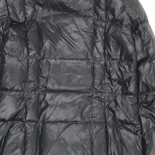 Jaeger Womens Black Quilted Coat Size L Snap