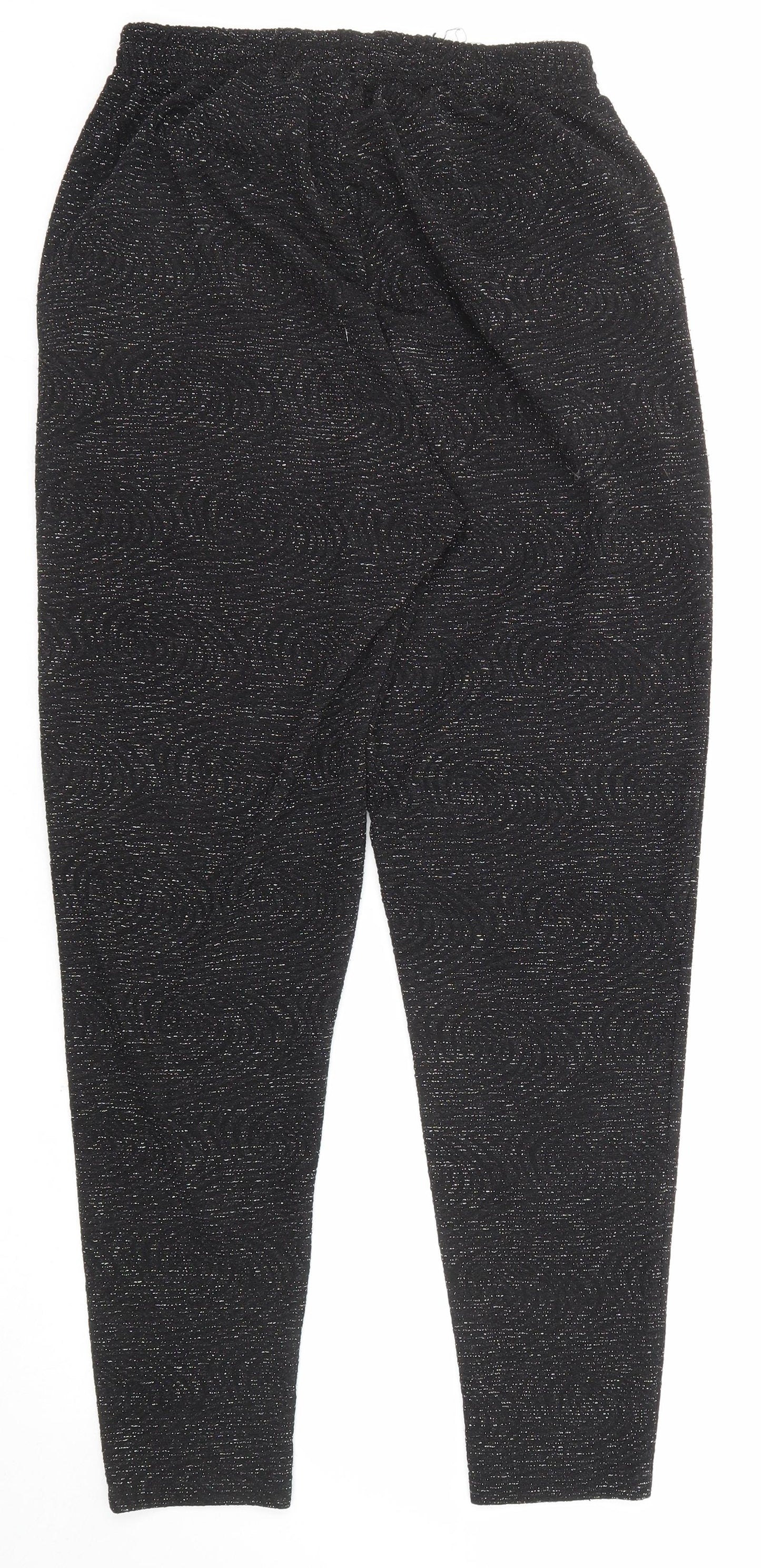 H&M Womens Black Geometric Polyester Carrot Trousers Size S Regular