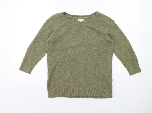 Sonoma Womens Green Round Neck Cotton Pullover Jumper Size M