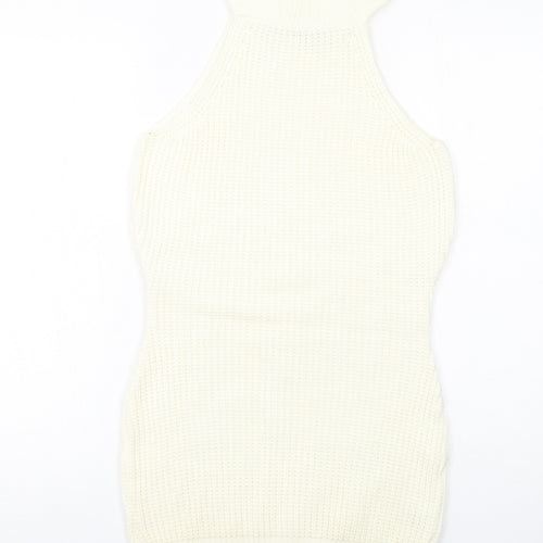 Missguided Womens Ivory Acrylic Mini Size S Halter Pullover