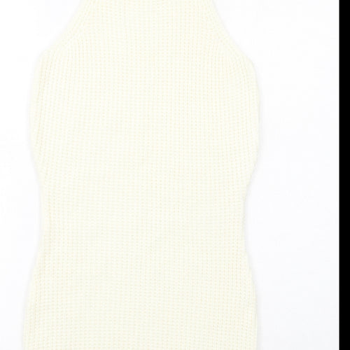 Missguided Womens Ivory Acrylic Mini Size S Halter Pullover