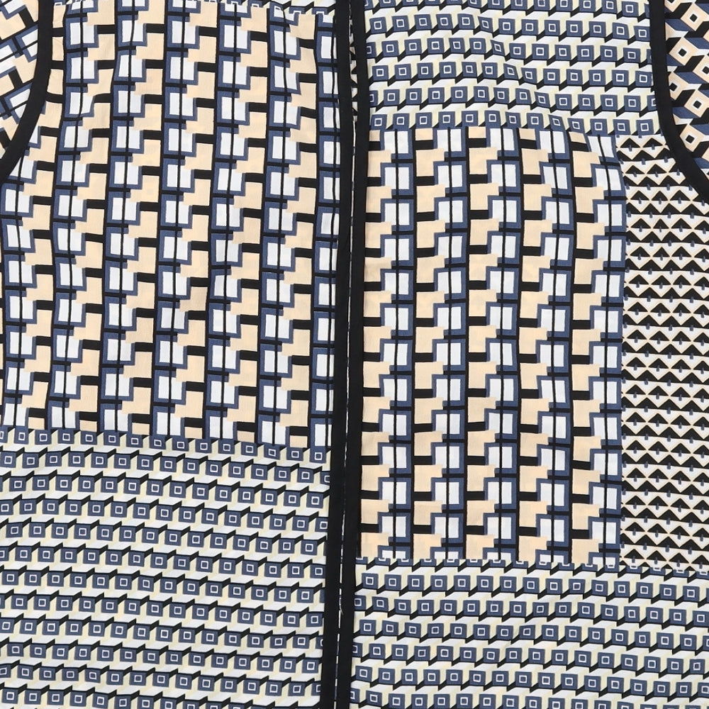 Dorothy Perkins Womens Multicoloured Geometric Polyester Basic T-Shirt Size 16 Round Neck