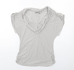 Principles Womens Grey Striped Modal Basic Blouse Size 12 Cowl Neck