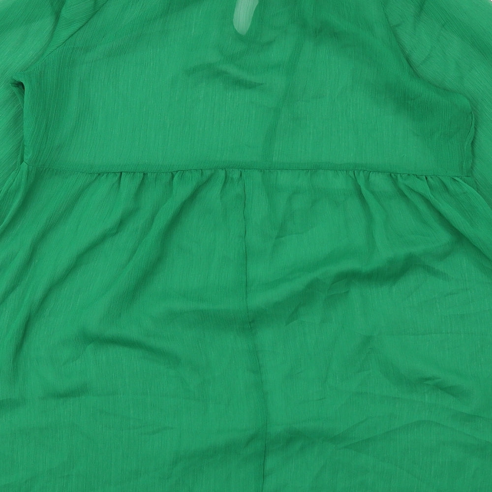 New Look Womens Green Polyester A-Line Size 12 Round Neck Tie