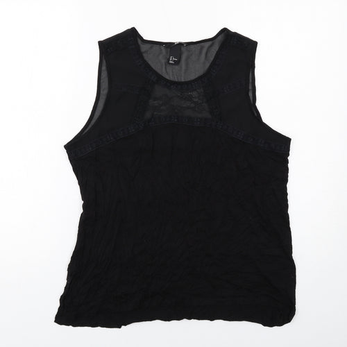 H&M Womens Black Polyester Basic Tank Size L Round Neck
