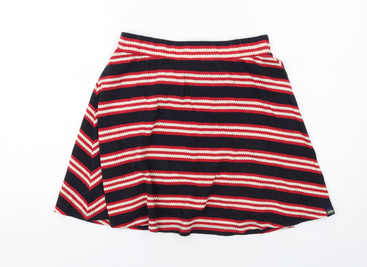 Superdry Womens Black Striped Cotton Swing Skirt Size 10