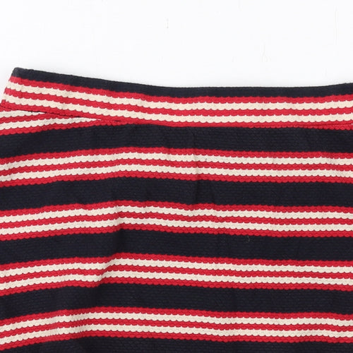 Superdry Womens Black Striped Cotton Swing Skirt Size 10