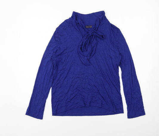 Marks and Spencer Womens Blue Viscose Basic Blouse Size 12 Round Neck