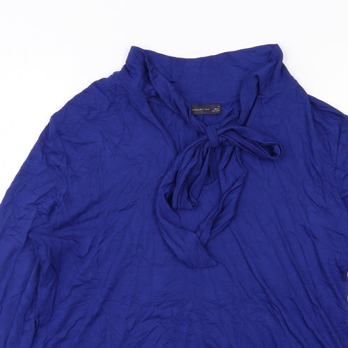 Marks and Spencer Womens Blue Viscose Basic Blouse Size 12 Round Neck