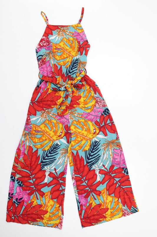 Quiz Womens Multicoloured Geometric Polyester Jumpsuit One-Piece Size 8 Pullover - Leaf Print