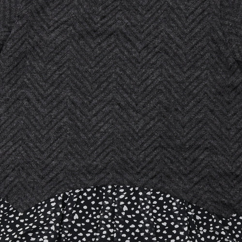 Izabel London Womens Grey Geometric Polyester Basic Blouse Size 12 Round Neck