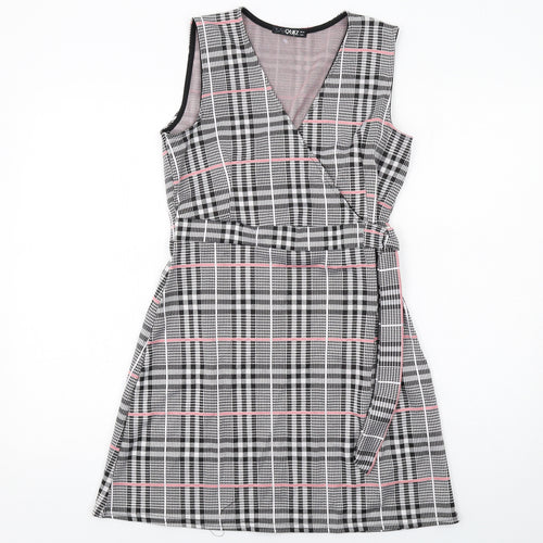 Quiz Womens Multicoloured Plaid Polyester Tank Dress Size 12 V-Neck Pullover