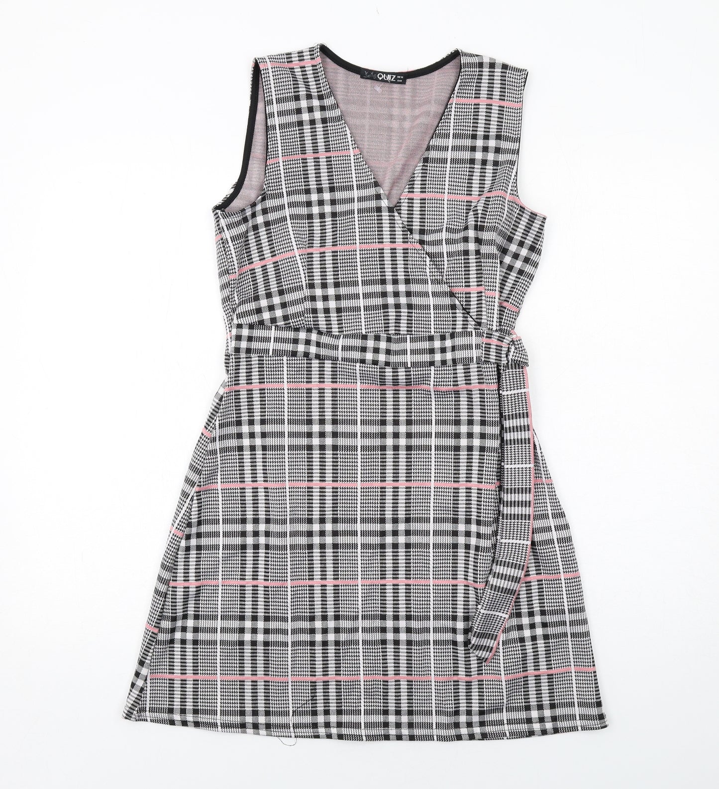 Quiz Womens Multicoloured Plaid Polyester Tank Dress Size 12 V-Neck Pullover