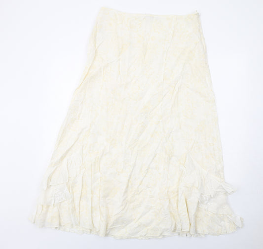 Per Una Womens Ivory Geometric Cotton Peasant Skirt Size 16 Zip