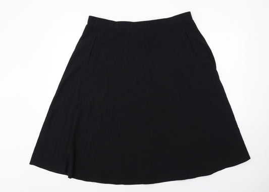 BHS Womens Black Polyester Swing Skirt Size 18