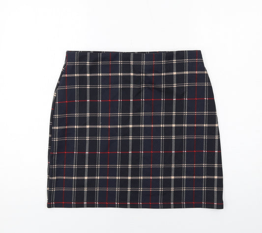 Marks and Spencer Womens Blue Plaid Polyester A-Line Skirt Size 12