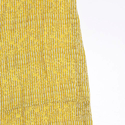 Zara Womens Yellow Polyester Maxi Size S Round Neck Button