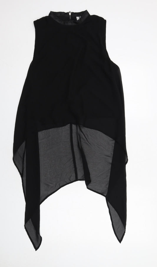 H&M Womens Black Polyester Basic Tank Size 14 Mock Neck