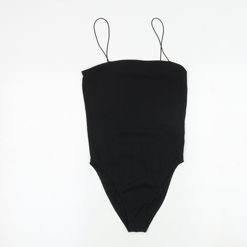 Miss Selfridge Womens Black Polyester Bodysuit One-Piece Size 10 Snap