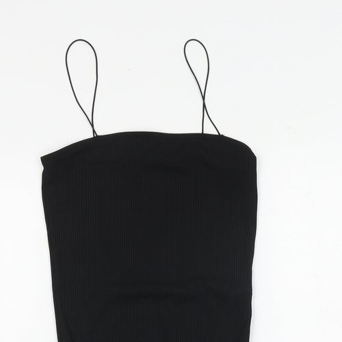 Miss Selfridge Womens Black Polyester Bodysuit One-Piece Size 10 Snap
