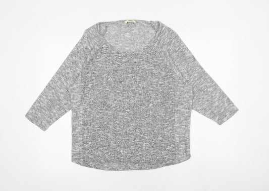 Oasis Womens Grey Geometric Polyester Basic Blouse Size L Round Neck