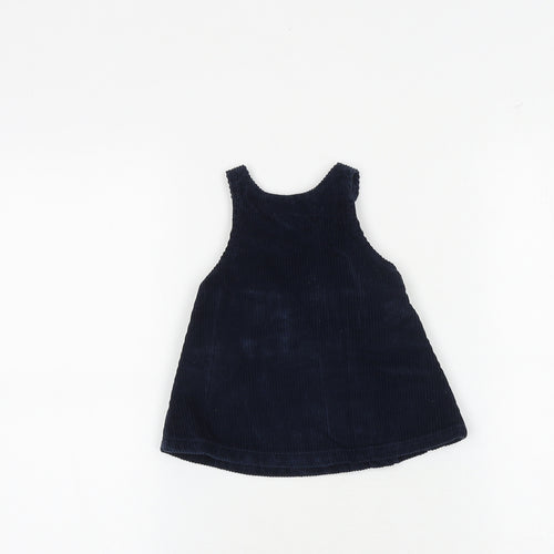 NEXT Baby Blue 100% Cotton Pinafore/Dungaree Dress Size Newborn Boat Neck Button