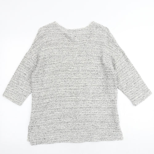 H&M Womens Grey Geometric Cotton Basic Blouse Size S Round Neck