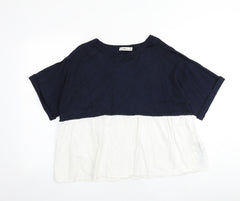 Zara Womens Multicoloured 100% Cotton Basic Blouse Size S Round Neck