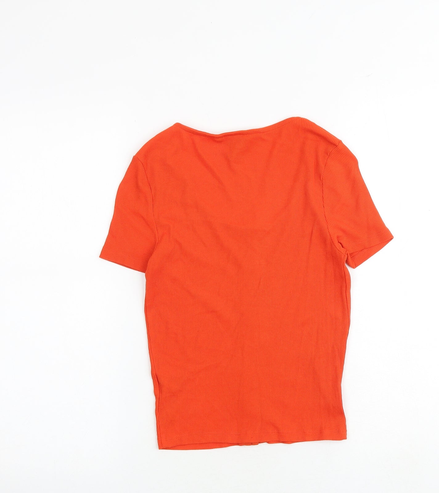 New Look Womens Orange Polyester Basic T-Shirt Size 8 Round Neck