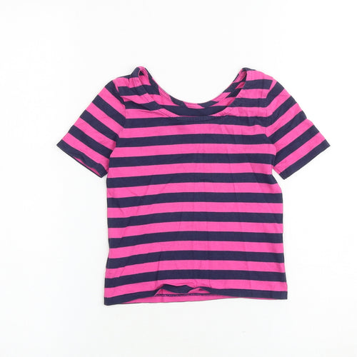 Polo Ralph Lauren Girls Pink Striped 100% Cotton Basic T-Shirt Size 5 Years Round Neck Pullover