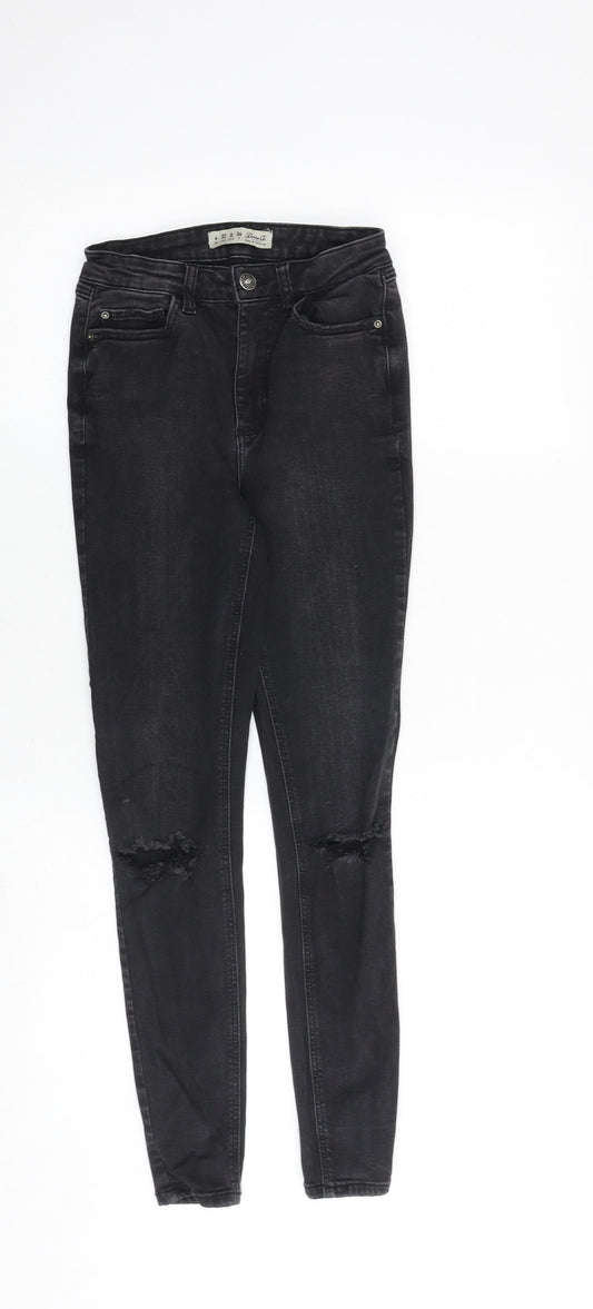 Denim & Co. Womens Black Cotton Skinny Jeans Size 4 Regular Zip