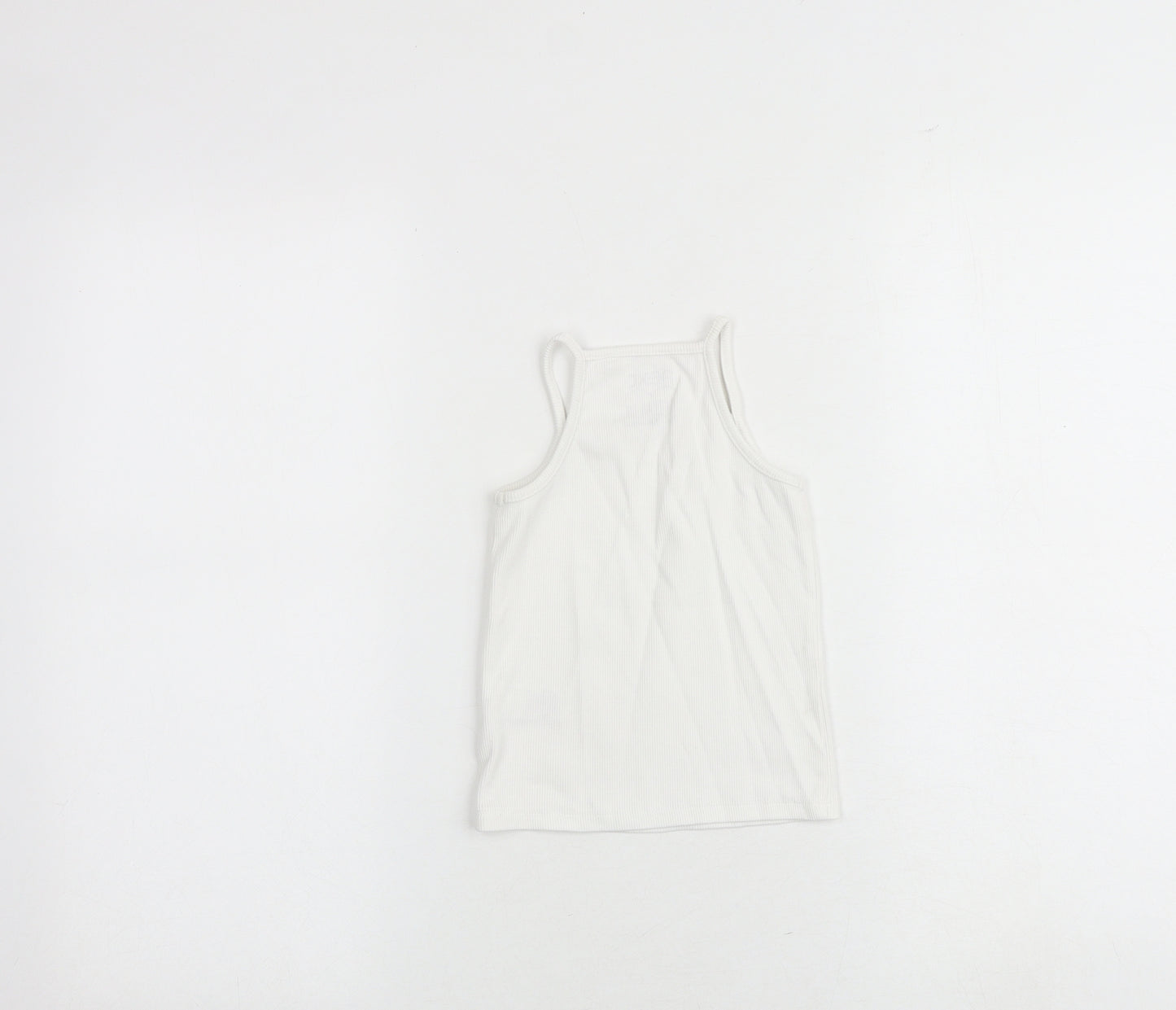 NEXT Girls White Cotton Basic Tank Size 4 Years Square Neck Pullover