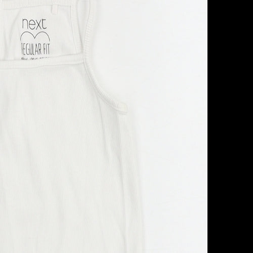 NEXT Girls White Cotton Basic Tank Size 4 Years Square Neck Pullover