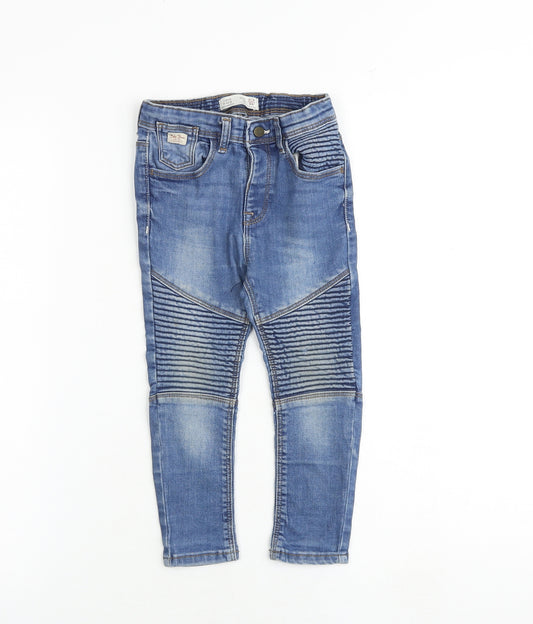 Zara Boys Blue Cotton Skinny Jeans Size 2-3 Years Regular Zip