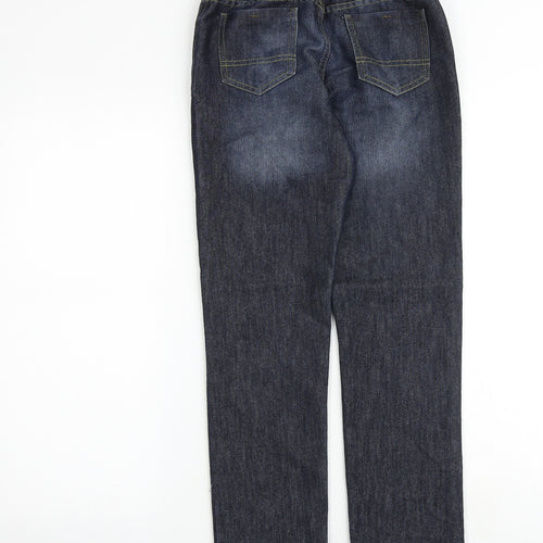 Denim & Co. Boys Blue Cotton Straight Jeans Size 11-12 Years Regular Zip