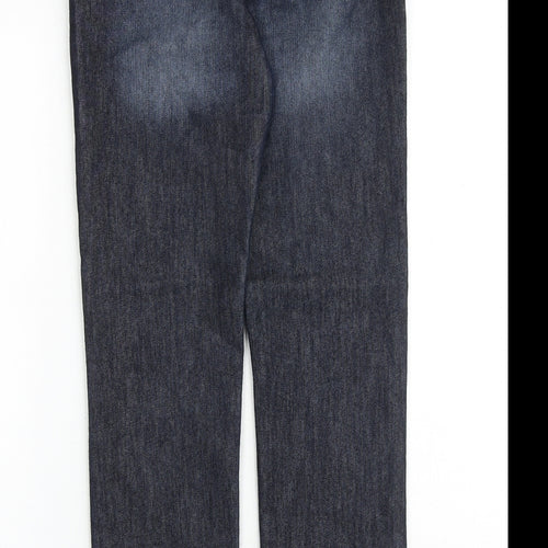 Denim & Co. Boys Blue Cotton Straight Jeans Size 11-12 Years Regular Zip