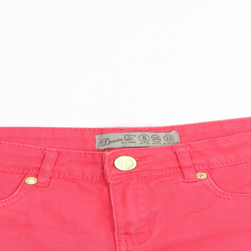 Denim & Co. Womens Pink 100% Cotton Cut-Off Shorts Size 6 Regular Zip