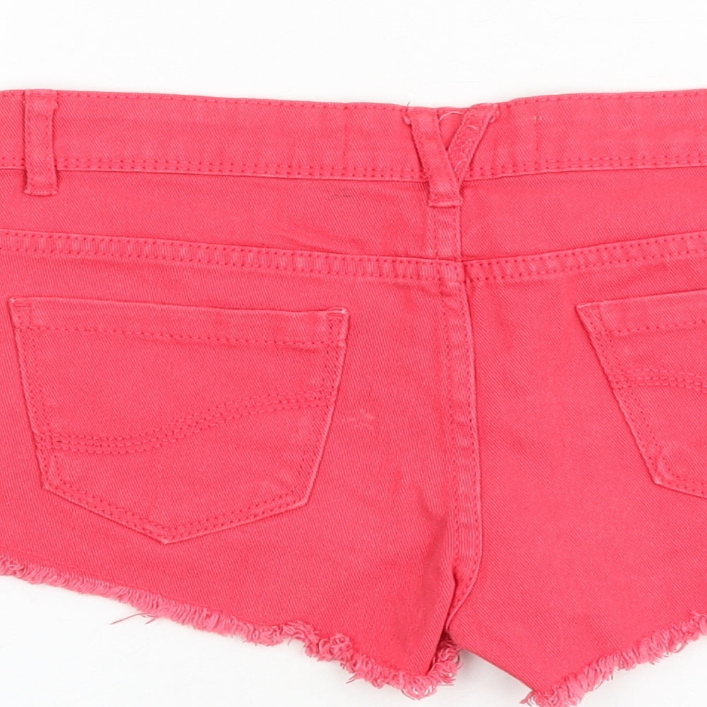 Denim & Co. Womens Pink 100% Cotton Cut-Off Shorts Size 6 Regular Zip