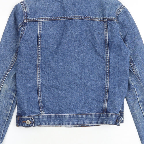 Denim & Co. Womens Blue Jacket Size 4 Button