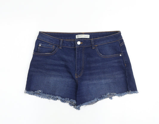 Denim & Co. Womens Blue Cotton Cut-Off Shorts Size 16 Regular Zip