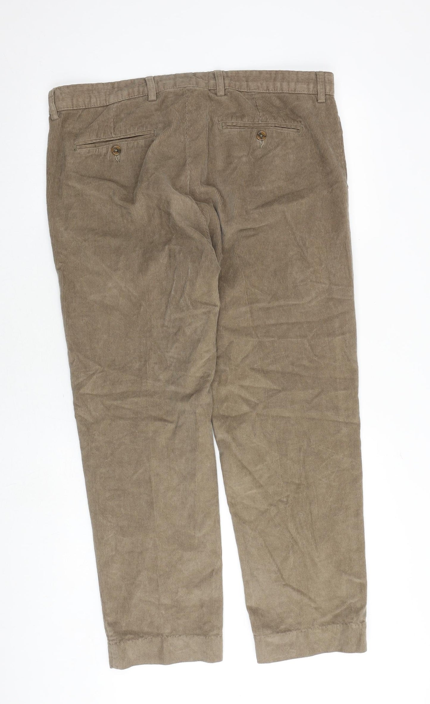 Bar Harbour Mens Brown Cotton Chino Trousers Size 38 in Regular Zip