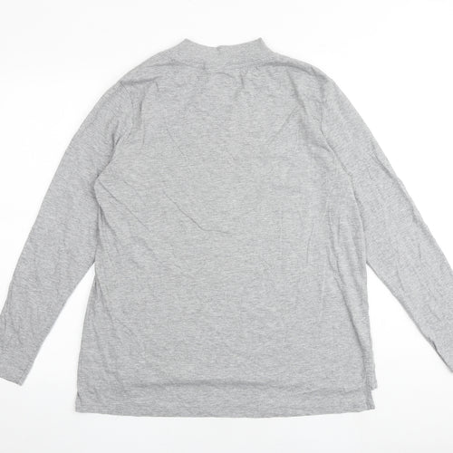 NEXT Womens Grey Cotton Basic T-Shirt Size 16 Mock Neck
